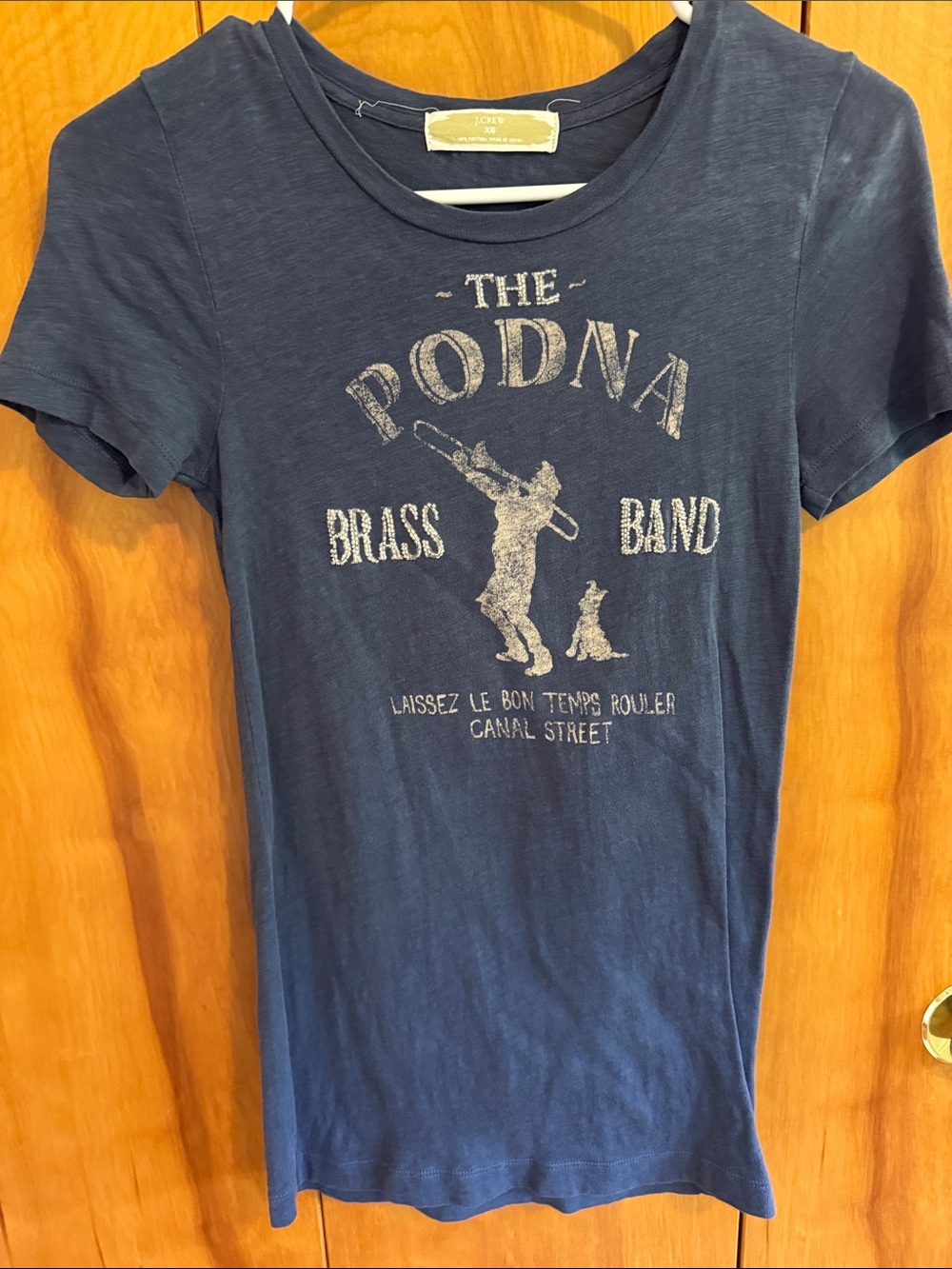 J. Crew Navy Graphic Brass Band Short Sleeve Tee - Picture 1 of 5